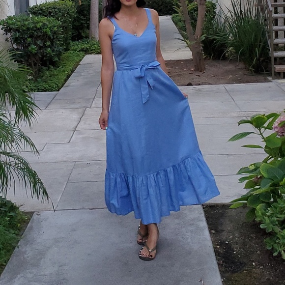 J crew cotton linen tiered maxi dress Clearance